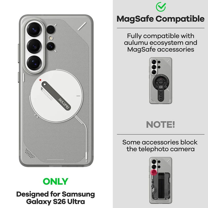 AULUMU S26 Frosted Case Series for Samsung Galaxy S26 Ultra Case IMD TPU Phone Cover - Transparent Grey - 3