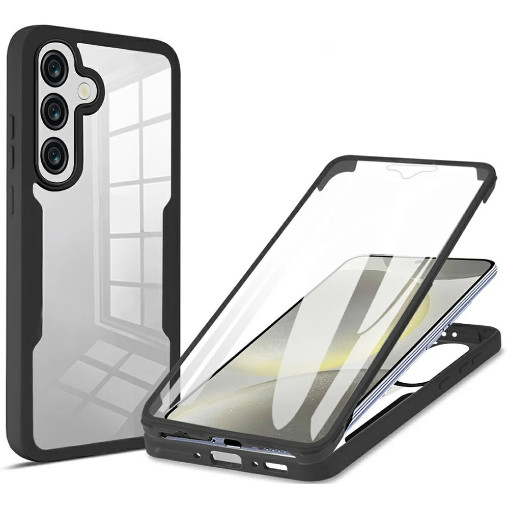 For Samsung Galaxy A37 5G Phone Case Acrylic + TPU Clear Phone Cover with PET Screen Film - Black - 1