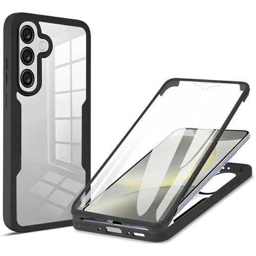 For Samsung Galaxy A37 5G Phone Case Acrylic + TPU Clear Phone Cover with PET Screen Film - Black - 1