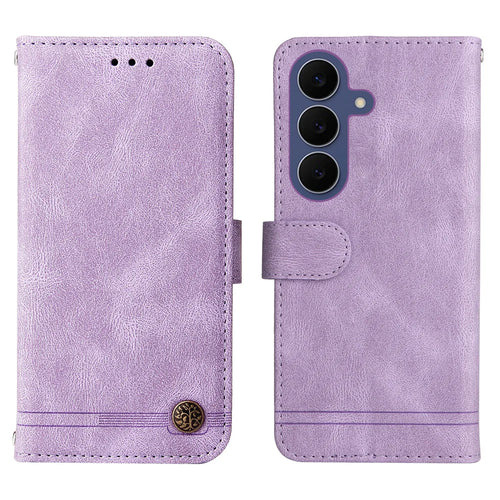 For Samsung Galaxy S26 FE Leather Wallet Cases Skin Touch Phone Cover Stand with Strap - Purple - 1
