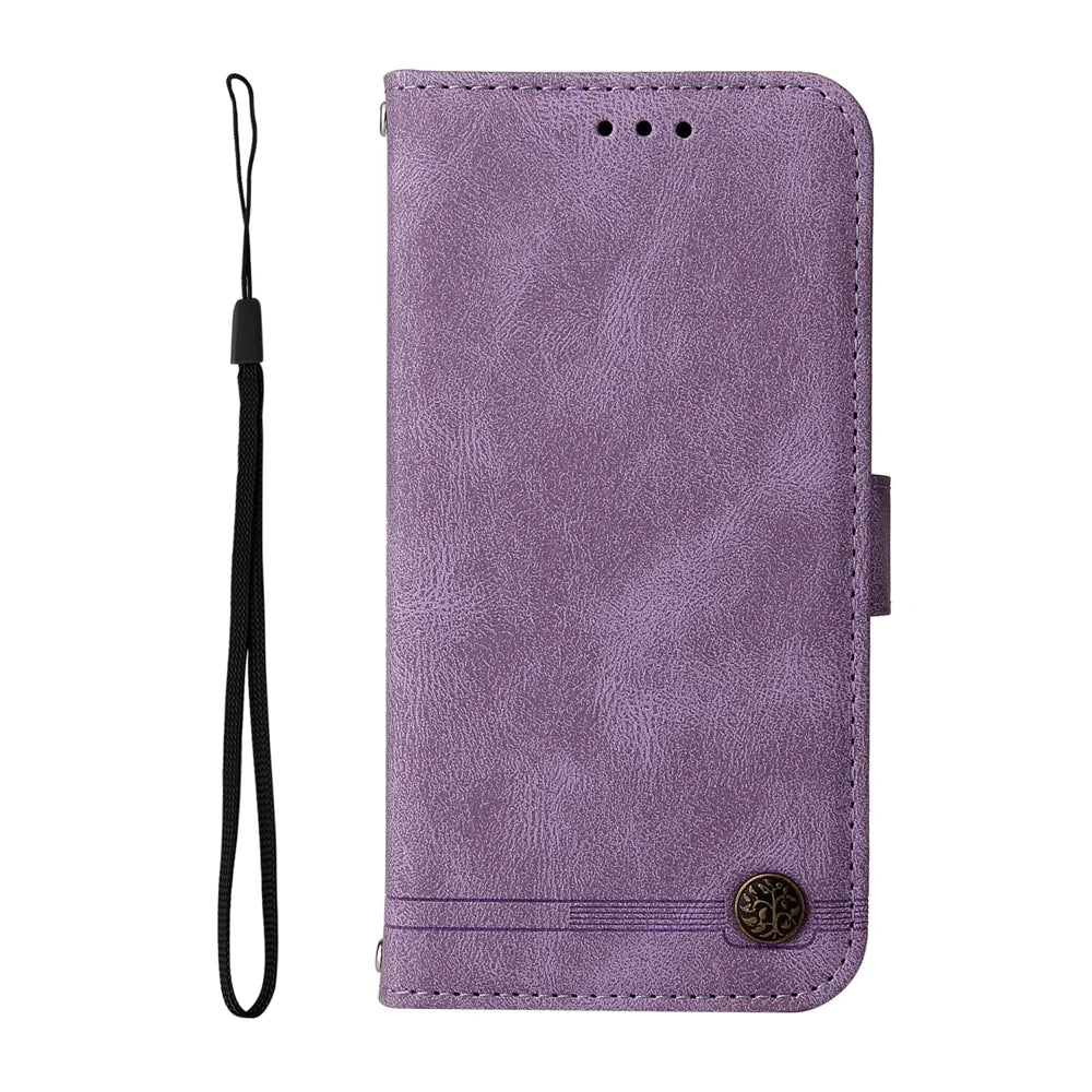 For Samsung Galaxy S26 FE Leather Wallet Cases Skin Touch Phone Cover Stand with Strap - Purple - 6
