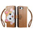 For iPhone 16e / iPhone 17e Case Cute Cat Pattern PU Leather Wallet Phone Cover with Wrist Strap - Brown - 2