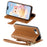 For iPhone 16e / iPhone 17e Case Cute Cat Pattern PU Leather Wallet Phone Cover with Wrist Strap - Brown - 3
