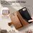 For iPhone 16e / iPhone 17e Case Cute Cat Pattern PU Leather Wallet Phone Cover with Wrist Strap - Brown - 4