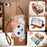 For iPhone 16e / iPhone 17e Case Cute Cat Pattern PU Leather Wallet Phone Cover with Wrist Strap - Brown - 7