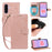For Samsung Galaxy A27 5G Case with Wrist Strap RFID Blocking Wallet Cowhide Texture Leather Phone Cover - Rose Gold - 1