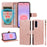 For Samsung Galaxy A27 5G Case with Wrist Strap RFID Blocking Wallet Cowhide Texture Leather Phone Cover - Rose Gold - 4