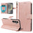 For Samsung Galaxy S24 / Galaxy S25 Case with Wrist Strap RFID Blocking Wallet Cowhide Texture Leather Phone Cover - Rose Gold - 3