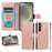 For Samsung Galaxy S24 / Galaxy S25 Case with Wrist Strap RFID Blocking Wallet Cowhide Texture Leather Phone Cover - Rose Gold - 4