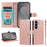 For Samsung Galaxy S26 Case with Wrist Strap RFID Blocking Wallet Cowhide Texture Leather Phone Cover - Rose Gold - 4