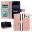For iPhone 18 Pro Max / iPhone 17 Pro Max Case with Wrist Strap RFID Blocking Wallet Cowhide Texture Leather Phone Cover - Rose Gold - 4