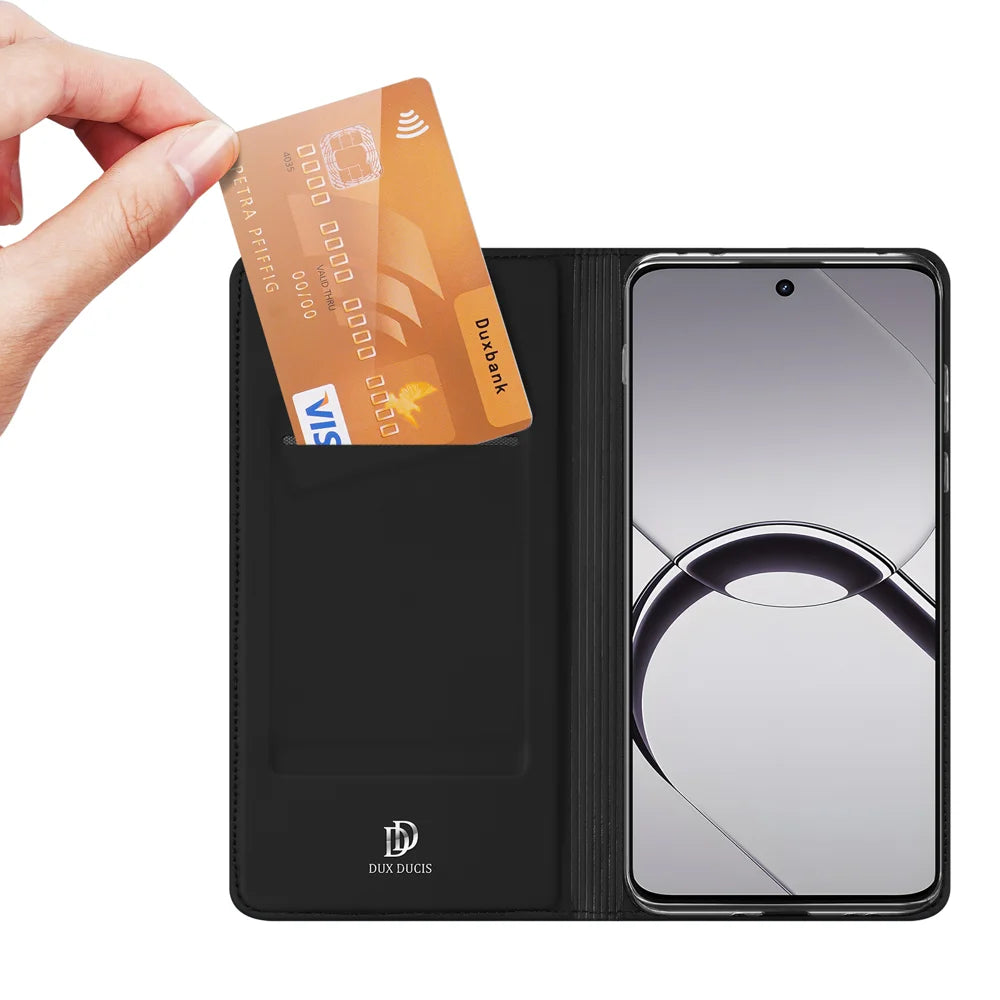 DUX DUCIS for Realme 16T 5G Skin Pro Series Case Leather Stand Cover Card Holder - Black - 2