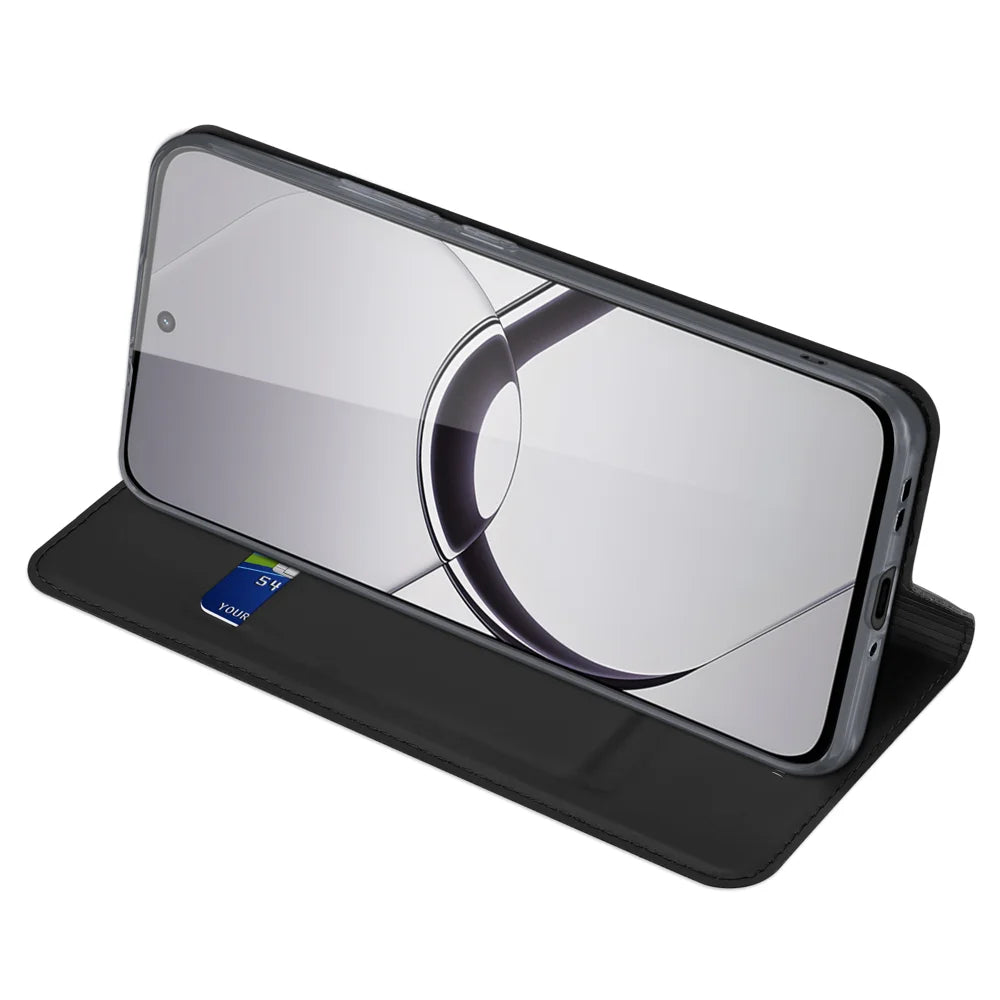 DUX DUCIS for Realme 16T 5G Skin Pro Series Case Leather Stand Cover Card Holder - Black - 5
