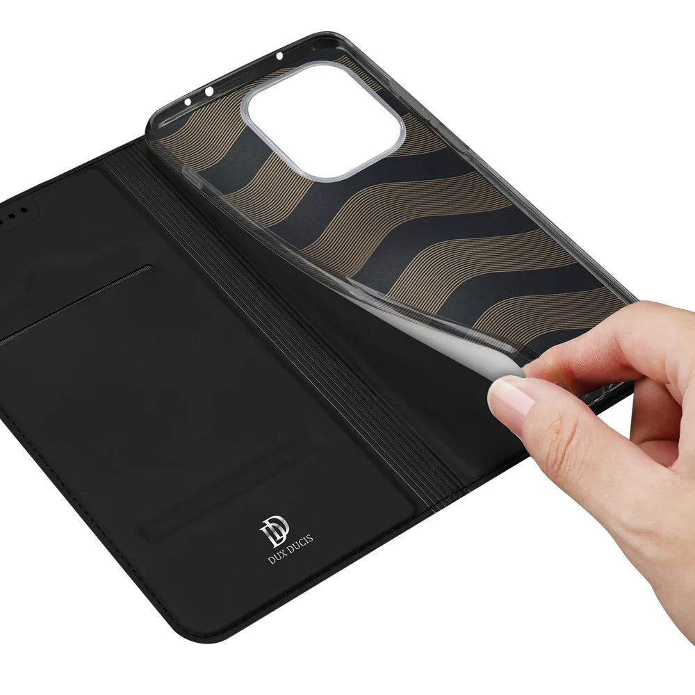 DUX DUCIS for Realme 16T 5G Skin Pro Series Case Leather Stand Cover Card Holder - Black - 7