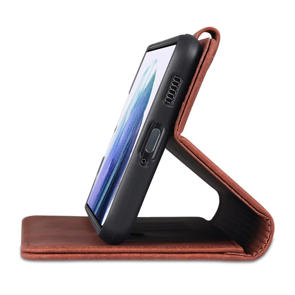 AZNS For Samsung Galaxy S23 PU Leather Magnetic Flip Cover Stand Wallet Fall Protection Phone Case - Brown - 5