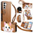 For Samsung Galaxy A57 5G Case Cute Cat Pattern PU Leather Wallet Phone Cover with Wrist Strap - Brown - 1
