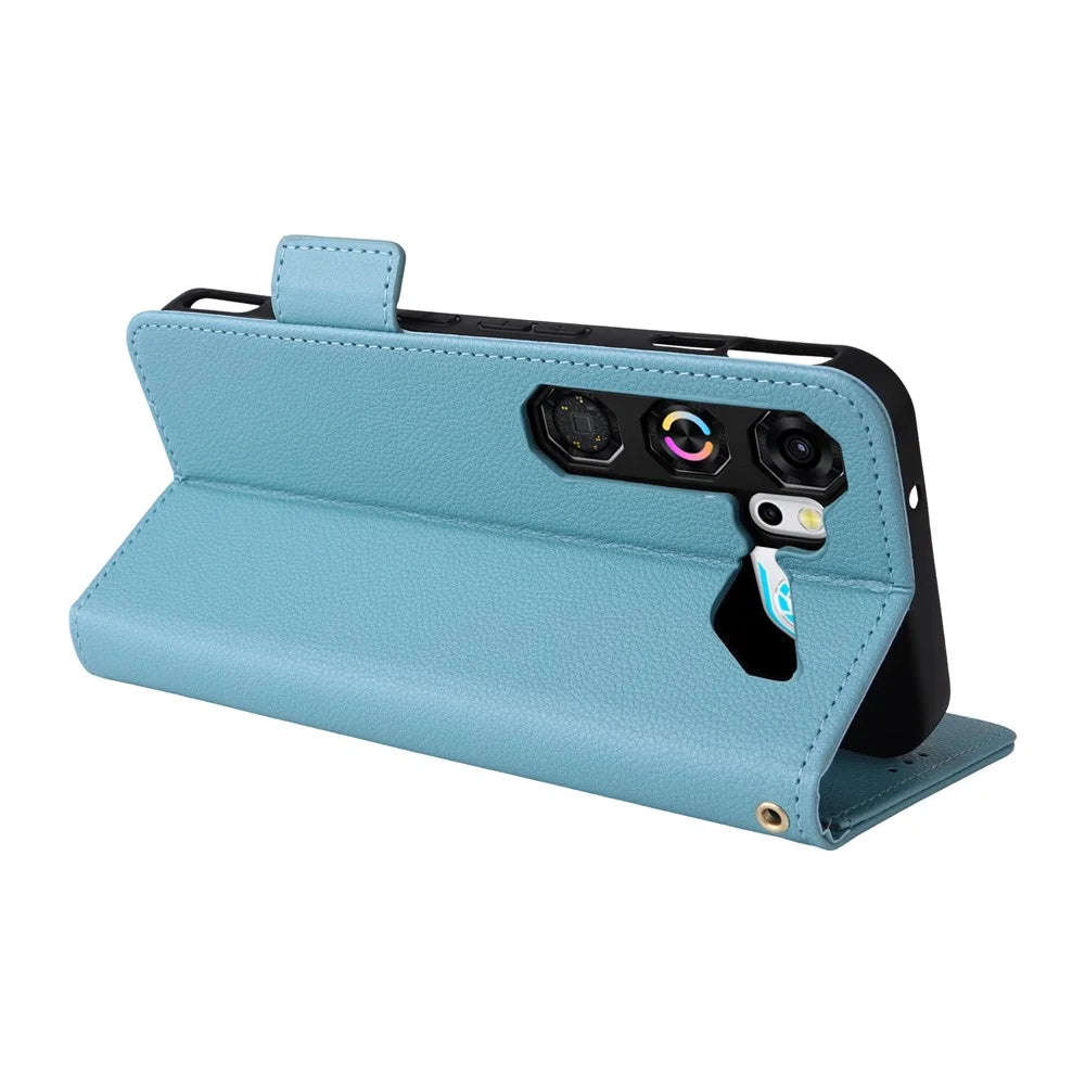 For ZTE nubia Neo 5 GT 5G Case Litchi Texture Wallet Leather Phone Cover with Wrist Strap - Baby Blue - 3