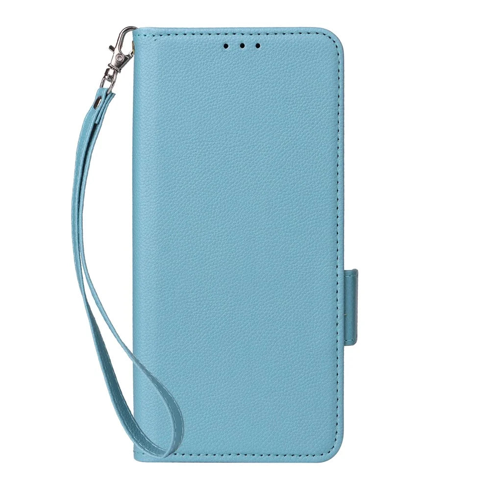 For ZTE nubia Neo 5 GT 5G Case Litchi Texture Wallet Leather Phone Cover with Wrist Strap - Baby Blue - 7