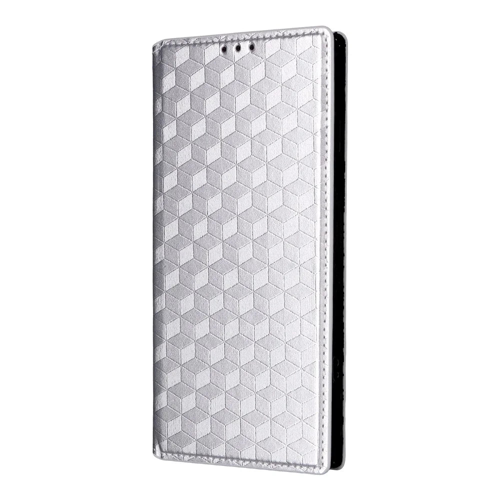 For ZTE nubia Neo 5 GT 5G Case Wallet Rhombus Imprinted PU Leather Phone Cover - Silver - 7