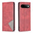 For Google Pixel 11 / Google Pixel 11 Pro Case Card Slots Geometry Imprint Leather Phone Cover - Red - 1