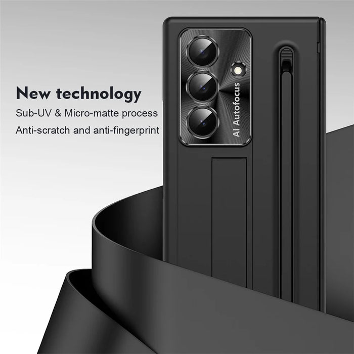 For Samsung Galaxy Z Fold8 Ultra Case Kickstand PC Cell Phone Cover with Screen Protector and Stylus Pen - Black - 2