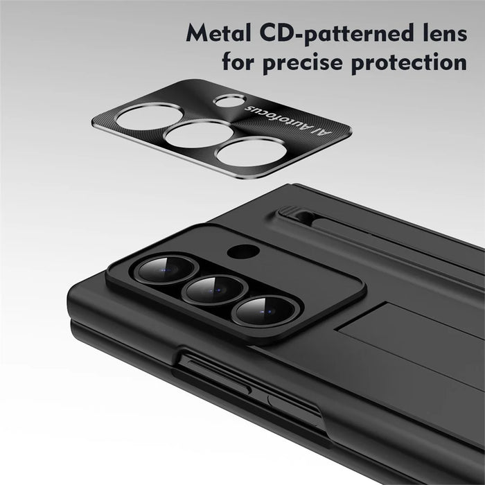 For Samsung Galaxy Z Fold8 Ultra Case Kickstand PC Cell Phone Cover with Screen Protector and Stylus Pen - Black - 3