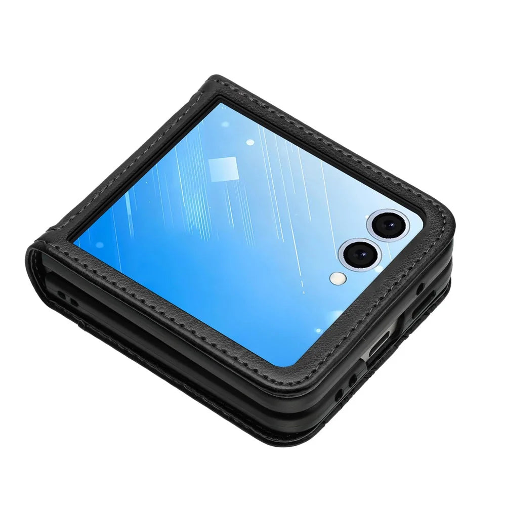 For Samsung Galaxy Z Flip8 Case Butterfly Flower Imprinted Leather Phone Cover with Wrist Strap - Black - 3