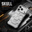 For iPhone 17 Pro Case Skull Armor Design Drop Protection Aluminum Alloy Hard Shell Cover - Orange - 4