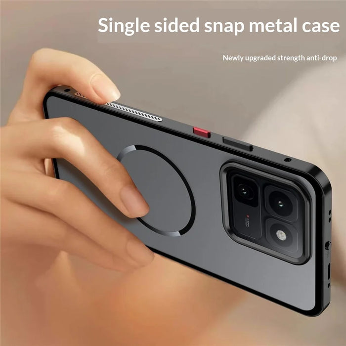 For vivo iQOO 15T 5G Magnetic Case Aluminium Alloy PC Matte Phone Cover Pop-Up Snap Lock - Black - 2