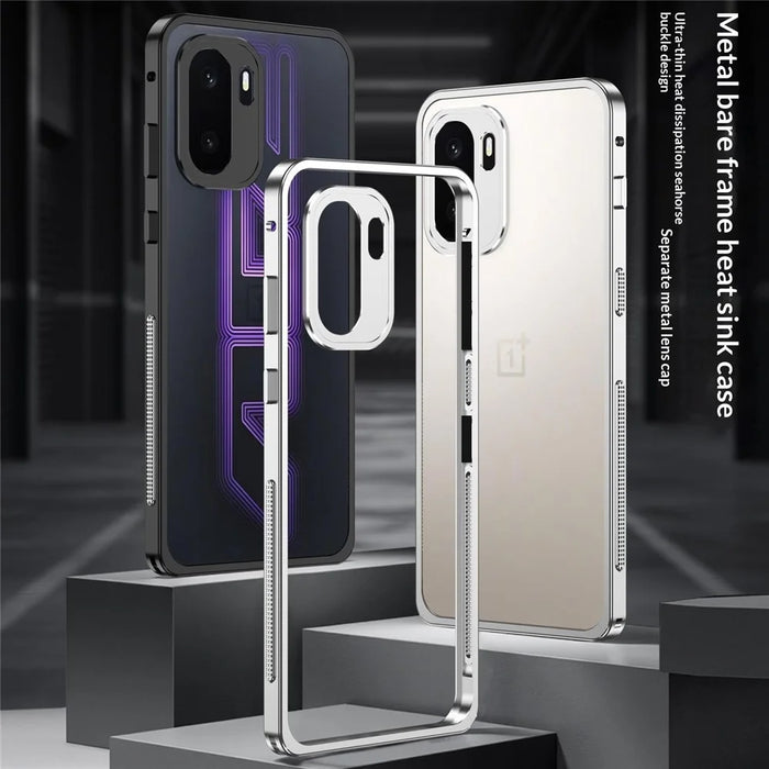 For OnePlus Ace 6 Ultra 5G Bumper Cases Metal Frame Heat Dissipation Cover with Lens Protector - Black - 4