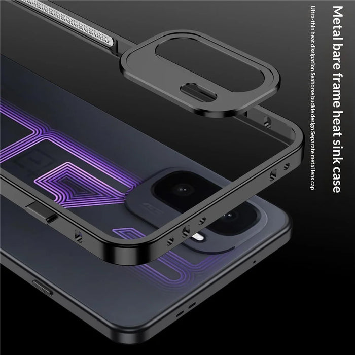 For OnePlus Ace 6 Ultra 5G Bumper Cases Metal Frame Heat Dissipation Cover with Lens Protector - Black - 6