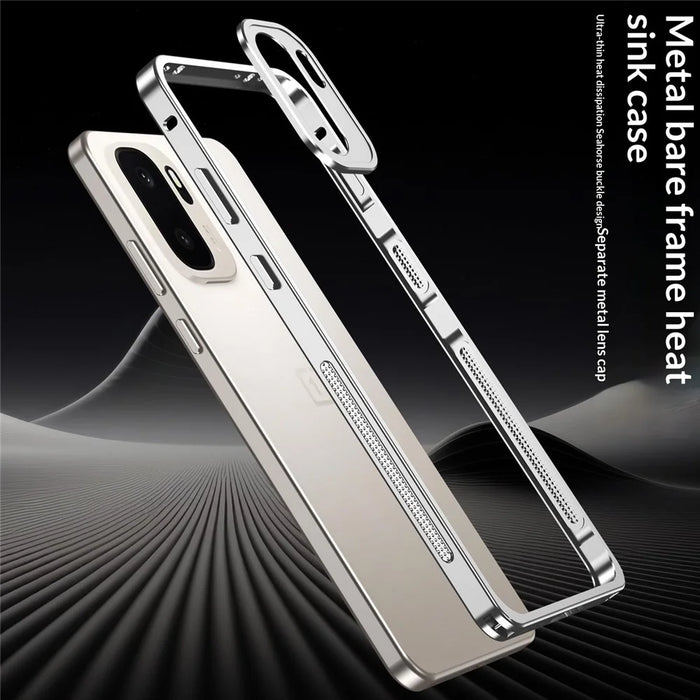 For OnePlus Ace 6 Ultra 5G Bumper Cases Metal Frame Heat Dissipation Cover with Lens Protector - Black - 7