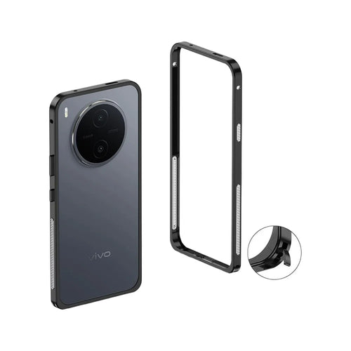 For vivo Y600 Pro 5G Bumper Cases Metal Frame Heat Dissipation Cover with Lens Protector - Black - 1