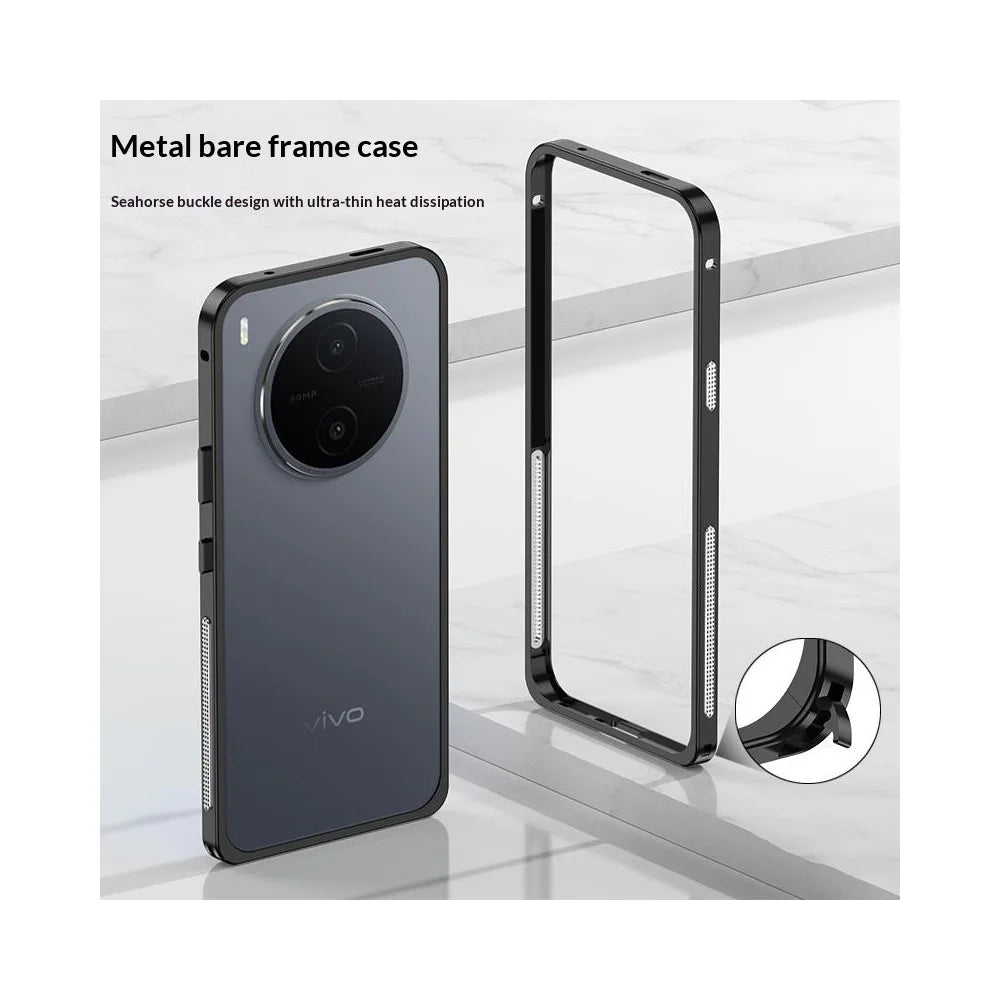 For vivo Y600 Pro 5G Bumper Cases Metal Frame Heat Dissipation Cover with Lens Protector - Black - 2