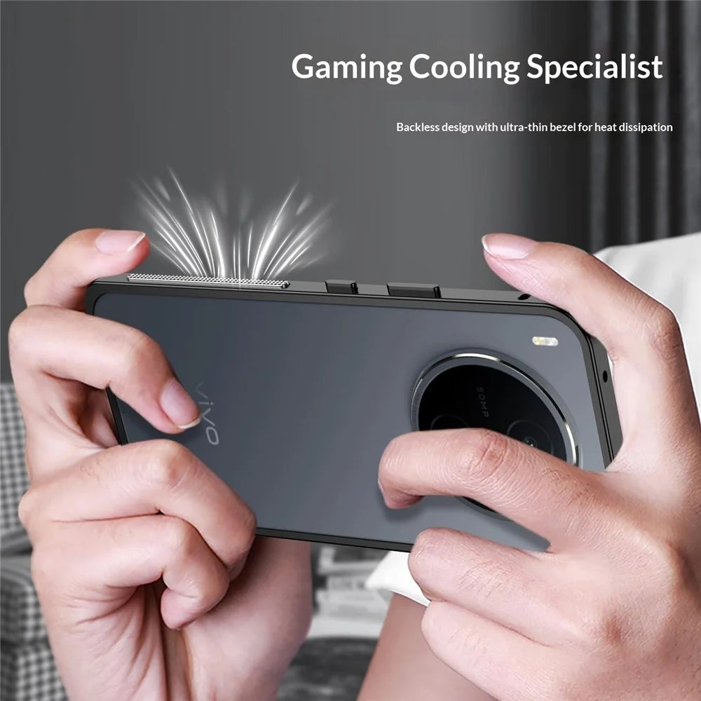 For vivo Y600 Pro 5G Bumper Cases Metal Frame Heat Dissipation Cover with Lens Protector - Black - 3