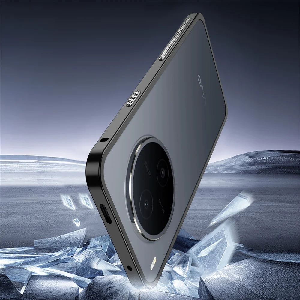For vivo Y600 Pro 5G Bumper Cases Metal Frame Heat Dissipation Cover with Lens Protector - Black - 4