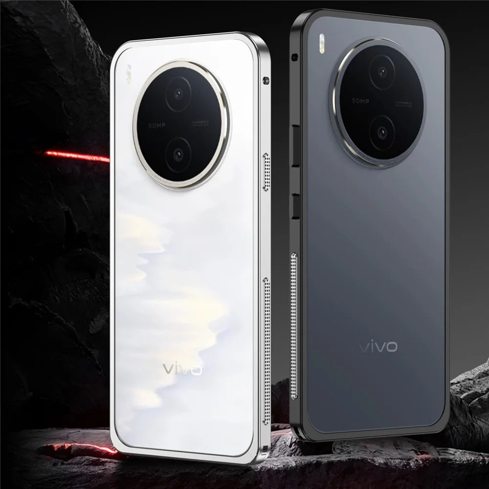 For vivo Y600 Pro 5G Bumper Cases Metal Frame Heat Dissipation Cover with Lens Protector - Black - 5