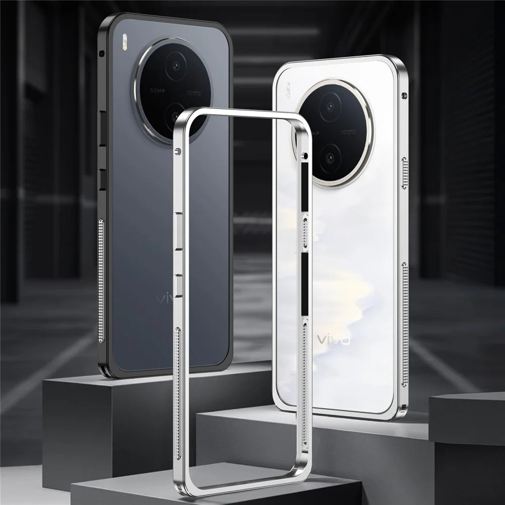 For vivo Y600 Pro 5G Bumper Cases Metal Frame Heat Dissipation Cover with Lens Protector - Black - 6