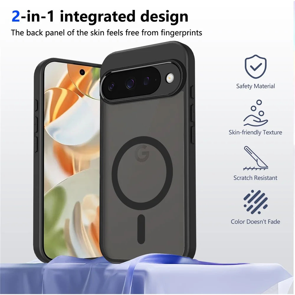For Google Pixel 10 Magnetic Case Skin Touch Matte PC + TPU Anti-Drop Phone Cover - Translucent - 2
