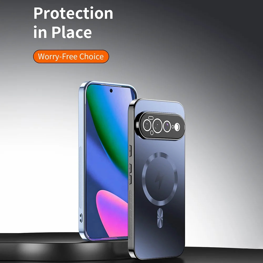 For Google Pixel 11 Magnetic Case Full Lens Coverage Electroplated TPU Shockproof Phone Cover - Black - 6