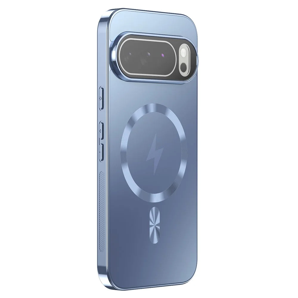 For Google Pixel 10 Pro Magnetic Case Full Lens Coverage Electroplated TPU Shockproof Phone Cover - Baby Blue - 1