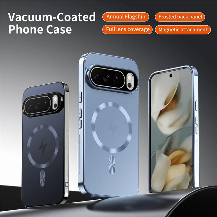 For Google Pixel 10 Pro Magnetic Case Full Lens Coverage Electroplated TPU Shockproof Phone Cover - Baby Blue - 3