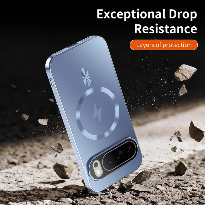 For Google Pixel 10 Pro Magnetic Case Full Lens Coverage Electroplated TPU Shockproof Phone Cover - Baby Blue - 6