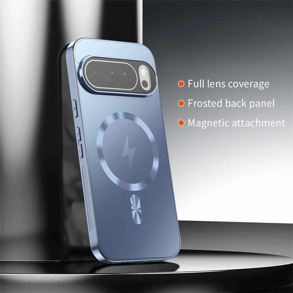 For Google Pixel 10 Pro XL Magnetic Case Full Lens Coverage Electroplated TPU Shockproof Phone Cover - Baby Blue - 2