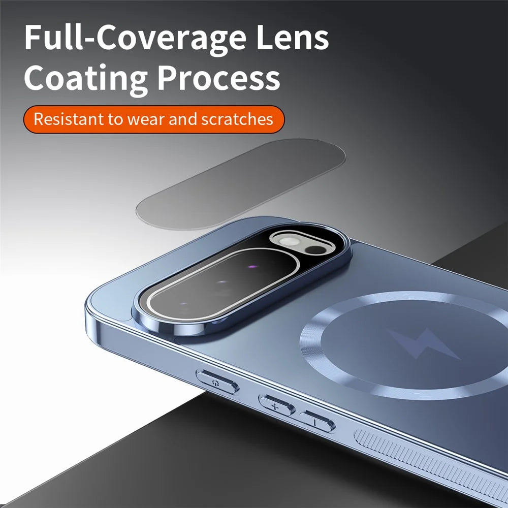 For Google Pixel 10 Pro XL Magnetic Case Full Lens Coverage Electroplated TPU Shockproof Phone Cover - Baby Blue - 4