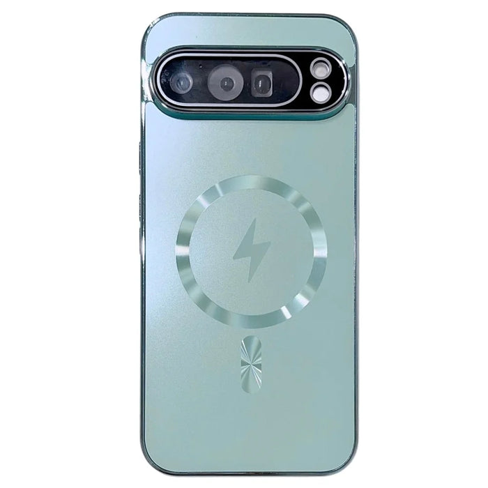 For Google Pixel 9 Pro XL Magnetic Case Full Lens Coverage Electroplated TPU Shockproof Phone Cover - Baby Blue - 1