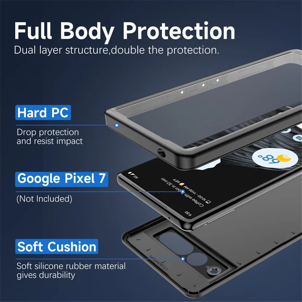 REDPEPPER For Google Pixel 7 Pro 5G IP68 Waterproof Anti-drop Phone Case Dustproof Phone Back Cover - 4