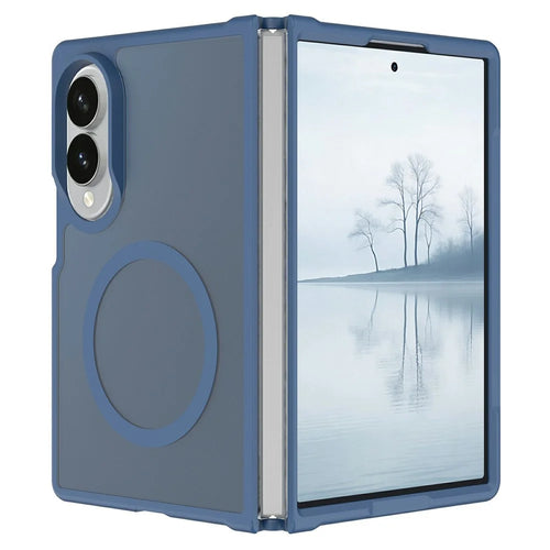 For Samsung Galaxy Z Fold8 Magnetic Case TPU Frame Acrylic Back Phone Cover Skin Touch - Blue - 1