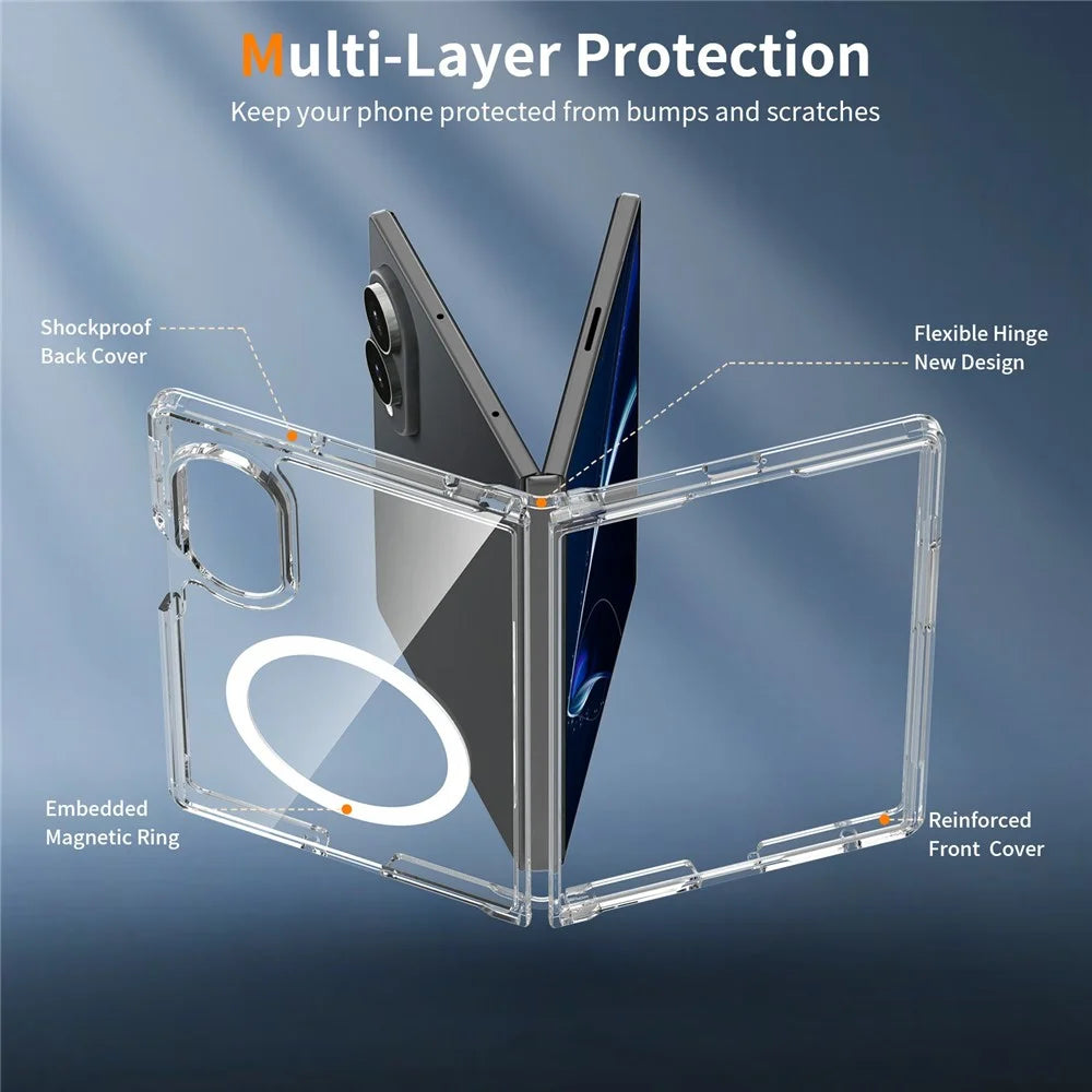 For Samsung Galaxy Z Fold8 Magnetic Case 2.0mm Scratch Resistant TPU + PC Phone Cover - Transparent - 3