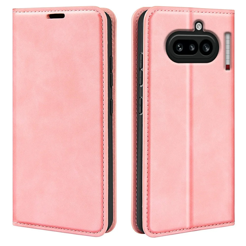For Nothing Phone (4a) Case Skin Touch Leather Wallet Phone Cover - Pink - 1